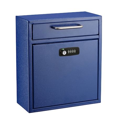 Adiroffice Medium Steel Drop Box Wall-Mount Mailbox with  Dual Key and Combination Lock, Blue ADI631-05-BLU-KC-MK